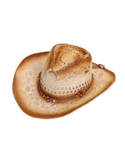 Simplicity Men's & Women's Western Style Cowboy/Cowgirl Straw Hat