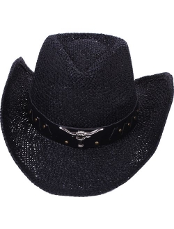 Simplicity Men's & Women's Western Style Cowboy/Cowgirl Straw Hat