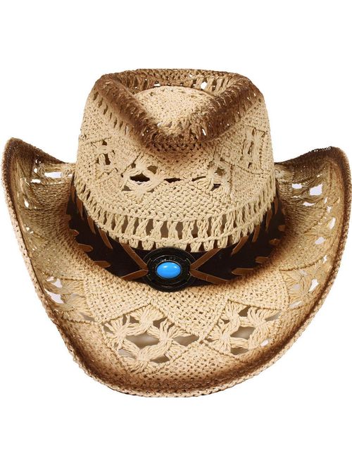 Simplicity Men's & Women's Western Style Cowboy/Cowgirl Straw Hat