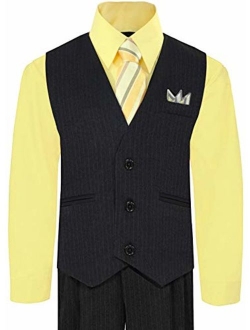 Rafael Boy's 5-Piece Vest and Pant Set with Shirt, Tie and Hanky - Many Colors