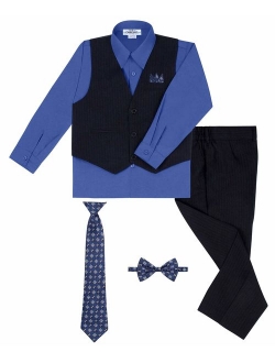 Rafael Boy's 5-Piece Vest and Pant Set with Shirt, Tie and Hanky - Many Colors