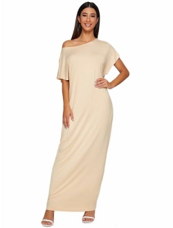 Women's Short Sleeve Casual Loose Long Maxi Dress with Pockets