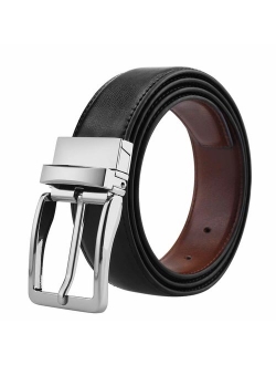 Belts for Men Genuine Leather Dress Belt Reversible with 1.3" Wide Rotated Buckle