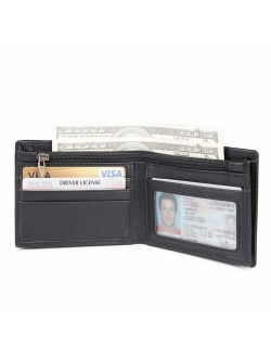 Polare Men's RFID Blocking Cowboy Genuine Natural Crazy Horse Leather Bifold Wallet