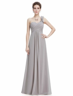 Flower One Shoulder Empire Waist Floor Length Bridesmaids Dress 09768