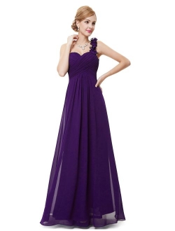 Flower One Shoulder Empire Waist Floor Length Bridesmaids Dress 09768