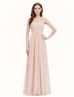 Flower One Shoulder Empire Waist Floor Length Bridesmaids Dress 09768