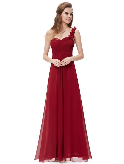 Ever-Pretty Flower One Shoulder Empire Waist Floor Length Bridesmaids Dress 09768