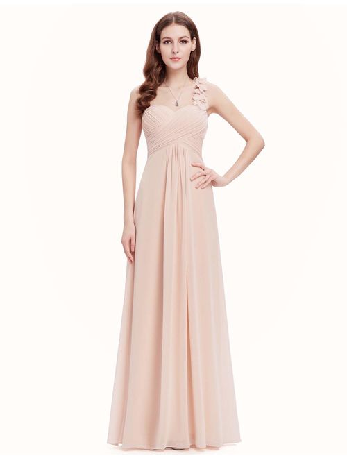 Ever-Pretty Flower One Shoulder Empire Waist Floor Length Bridesmaids Dress 09768