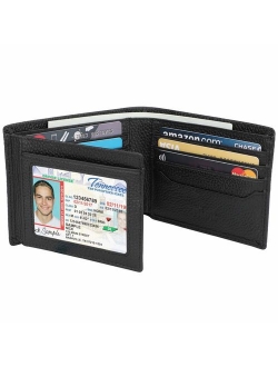 Wallets for Men - RFID Blocking Trifold Genuine Leather Wallet With 2 ID Window