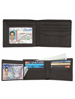 Wallets for Men - RFID Blocking Trifold Genuine Leather Wallet With 2 ID Window