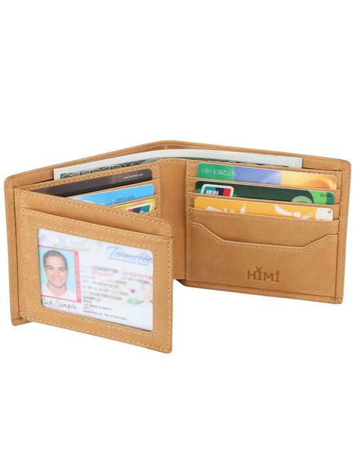 Wallets for Men - RFID Blocking Trifold Genuine Leather Wallet With 2 ID Window