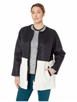 Women's Plus Size Faux Sherpa Quilted Polyfill Liner Jacket