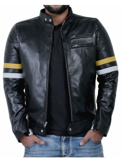 Laverapelle Men's Genuine Lambskin Leather Jacket (Black, Biker Jacket) - 1501535