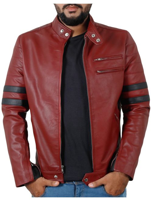 Laverapelle Men's Genuine Lambskin Leather Jacket (Black, Biker Jacket) - 1501535