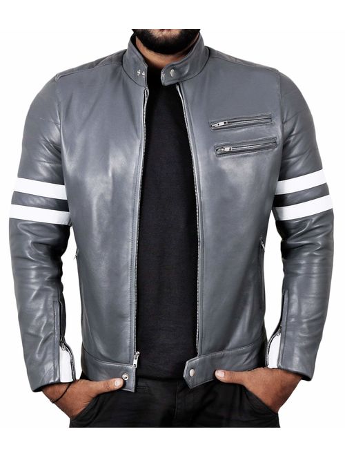 Laverapelle Men's Genuine Lambskin Leather Jacket (Black, Biker Jacket) - 1501535