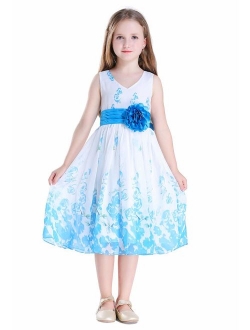 Bow Dream Junior Bridesmaids V-Neckline Chiffon Flower Girl Dress