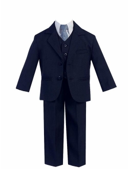 Little Gents 5 Piece Boy's 2 Button Dress Suit with Shirt, Vest, and Tie