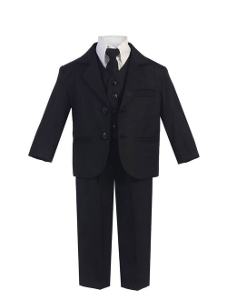 Little Gents 5 Piece Boy's 2 Button Dress Suit with Shirt, Vest, and Tie