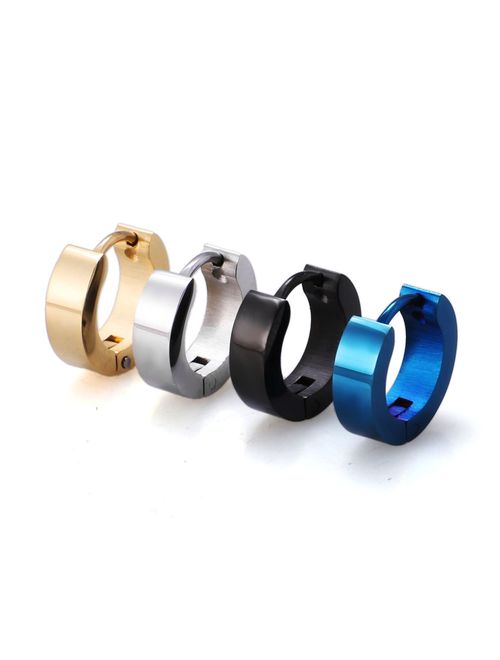 Jstyle Stainless Steel Unique Small Hoop Earrings for Men Huggie Earrings