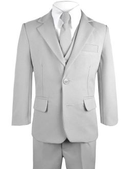 Boys Solid Suit and Tie Formal Outift