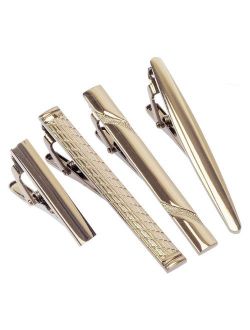 BMC 4pc Metal Alloy Mens Luxury Fashion Necktie Clips Bar Mix Variety Set