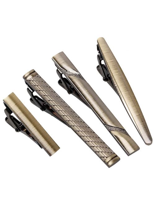 BMC 4pc Metal Alloy Mens Luxury Fashion Necktie Clips Bar Mix Variety Set