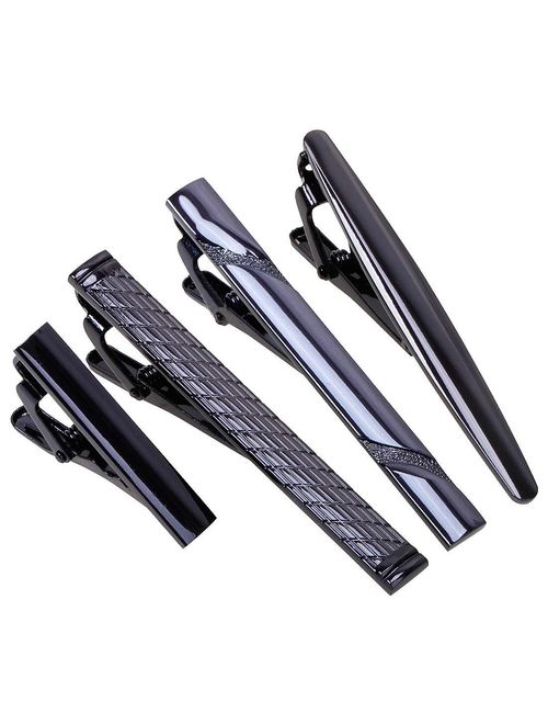 BMC 4pc Metal Alloy Mens Luxury Fashion Necktie Clips Bar Mix Variety Set