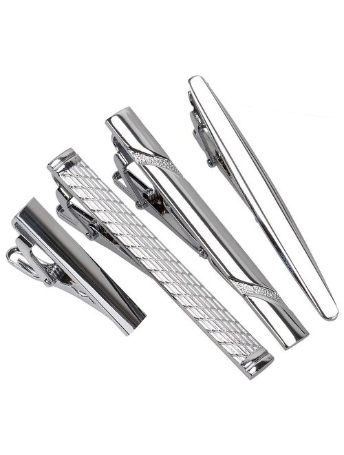 BMC 4pc Metal Alloy Mens Luxury Fashion Necktie Clips Bar Mix Variety Set