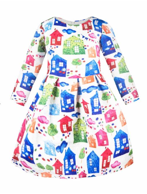 Girls Kids Casual Dress Paint Butterfly Rose Animal Fall Long Sleeve/Sleeveless Dresses