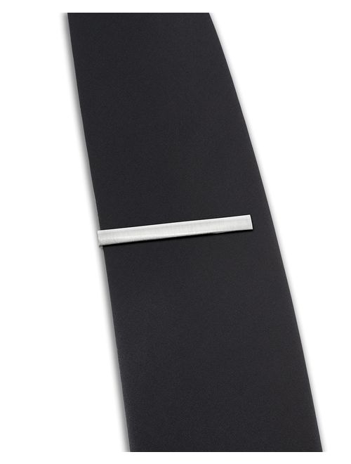 The Executive Tie Bar Clip Brushed Silver Tone with Premium Pinch Clasp + Deluxe Gift Box