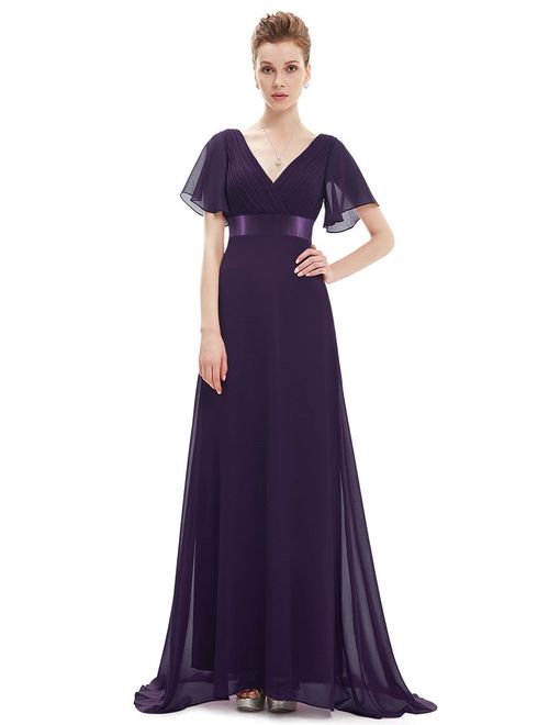 Ever-Pretty Women's Short Sleeve V-Neck Long Evening Dress 09890