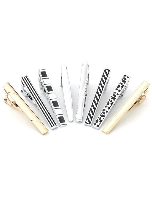 PiercingJ 5-10pcs Set Stainless Steel Exquisite GQ Classic Tie Bar Clip, 2.3 Inches