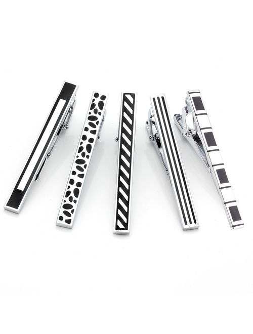 PiercingJ 5-10pcs Set Stainless Steel Exquisite GQ Classic Tie Bar Clip, 2.3 Inches