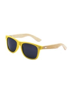 LogoLenses Men's Bamboo Wood Arms Classic Sunglasses