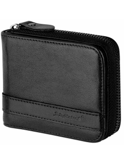 Admetus Men's Genuine Leather Bifold Zip-around Wallet with Elegant Gift