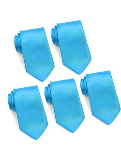 Mens Formal Tie Wholesale Lot of 5 Mens Solid Color Wedding Ties 3.5" Satin Finish