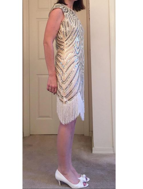 VIJIV Art Deco Great Gatsby Inspired Tassel Beaded 1920s Flapper Dress