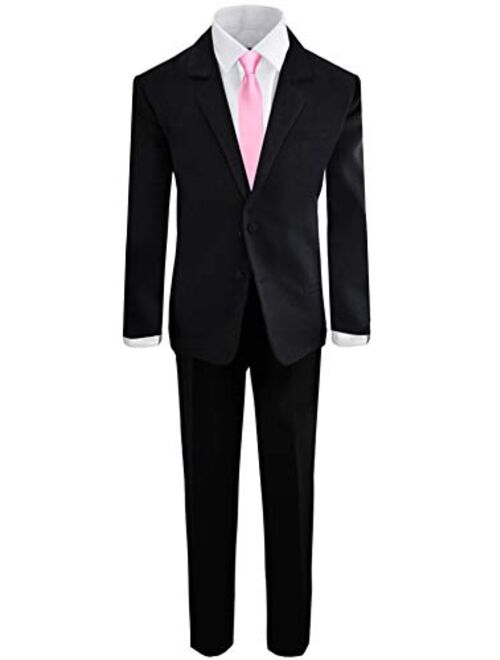 Black N Bianco Boys' Formal Black Suit with Shirt and Vest