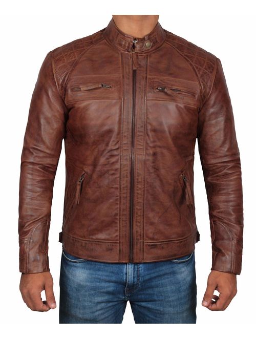 Brown Leather Jacket Men - Real Lambskin Distressed Black Leather Jackets for Men