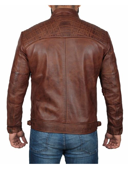 Brown Leather Jacket Men - Real Lambskin Distressed Black Leather Jackets for Men