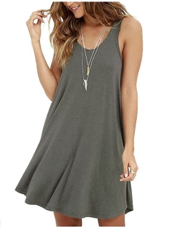 VIISHOW Women's Summer Sleeveless Casual Swing Simple T-Shirt Loose Dresses