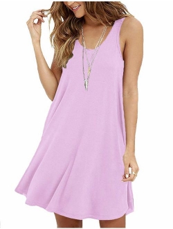 VIISHOW Women's Summer Sleeveless Casual Swing Simple T-Shirt Loose Dresses