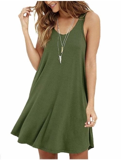 VIISHOW Women's Summer Sleeveless Casual Swing Simple T-Shirt Loose Dresses