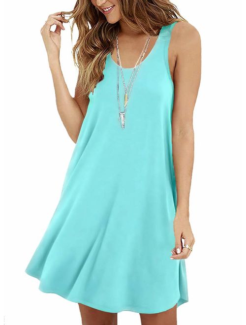 VIISHOW Women's Summer Sleeveless Casual Swing Simple T-Shirt Loose Dresses