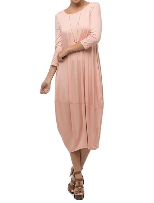 Pastel by Vivienne Women's Cocoon Midi Dress with Pocket - Made in USA (20+ Colors)