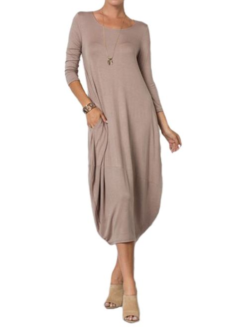 Pastel by Vivienne Women's Cocoon Midi Dress with Pocket - Made in USA (20+ Colors)