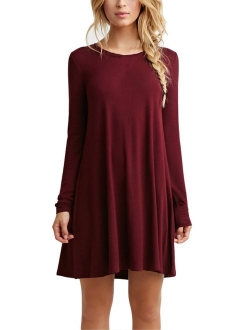 TOPONSKY Women's Casual Plain Simple T-Shirt Loose Dress