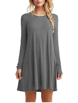 TOPONSKY Women's Casual Plain Simple T-Shirt Loose Dress