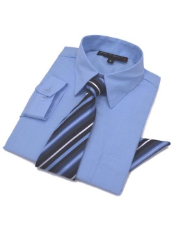 Johnnie Lene Boys Long Sleeve Dress Shirt with Tie and Handkerchief